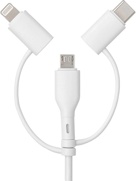 Кабель Qualo Recycling USB Type-A – microUSB/Lightning/USB Type-C 1.5 м White (5907457783478) - зображення 2