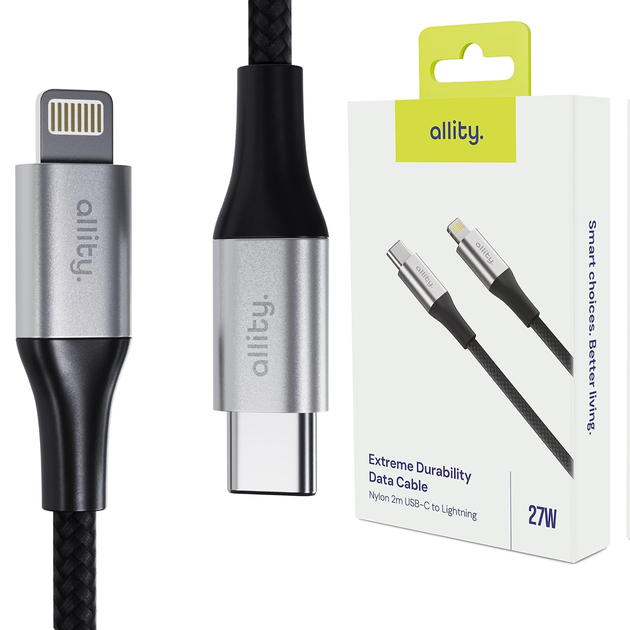 Кабель Allity AUC-01 USB-C - Lightning 2 m 27W Black (5906667550313) - зображення 4