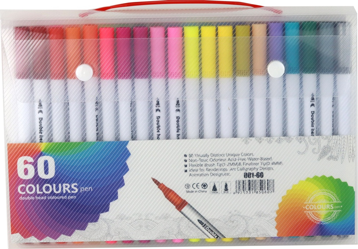 Zestaw pisaków LEAN Toys dwustronnych w organizerze 60 szt 17308 (5905991001645) - obraz 1