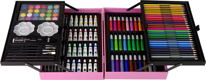 Zestaw artystyczny LEAN Toys Jednorożec w walizce 145 elementów Różowy 13097 (5905323212992) - obraz 4