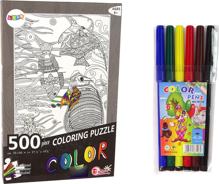 Puzzle do kolorowania LEAN Toys Ryby ocean 500 elementów 14155 (5905679070390) - obraz 2