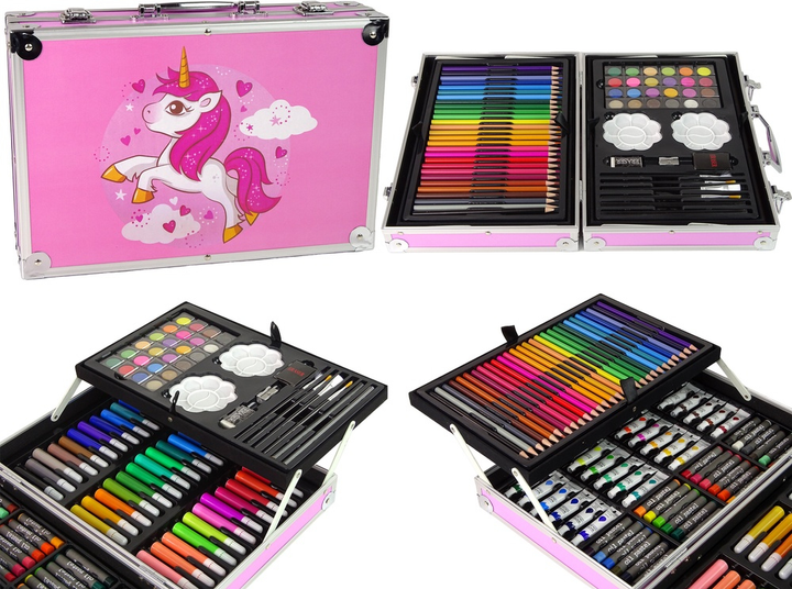 Zestaw artystyczny LEAN Toys Jednorożec w walizce 145 elementów Różowy 13097 (5905323212992) - obraz 8