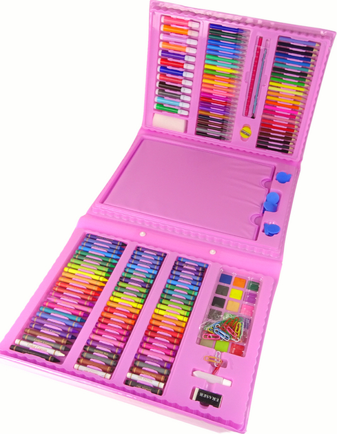 Zestaw artystyczny LEAN Toys w walizce 208 elementów Różowy 16155 (5905679077030) - obraz 4