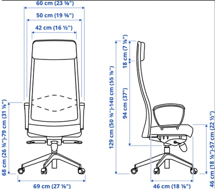 Офісне крісло IKEA MARKUS Темно-сіре (702.611.50) - зображення 11