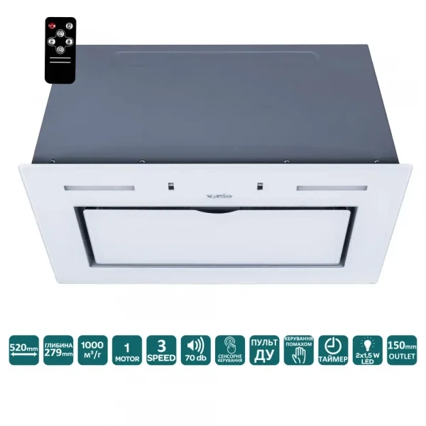 Вытяжка ventolux punto 520/279 wg (1000) trc ms - изображение 2