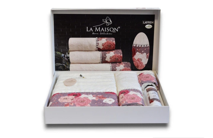 Подарочный набор бамбуковых полотенец La Maison 3 шт с ароматом Layren - Фото 2 Подарочный набор бамбуковых полотенец La Maison 3 шт с ароматом Layren - изображение 2