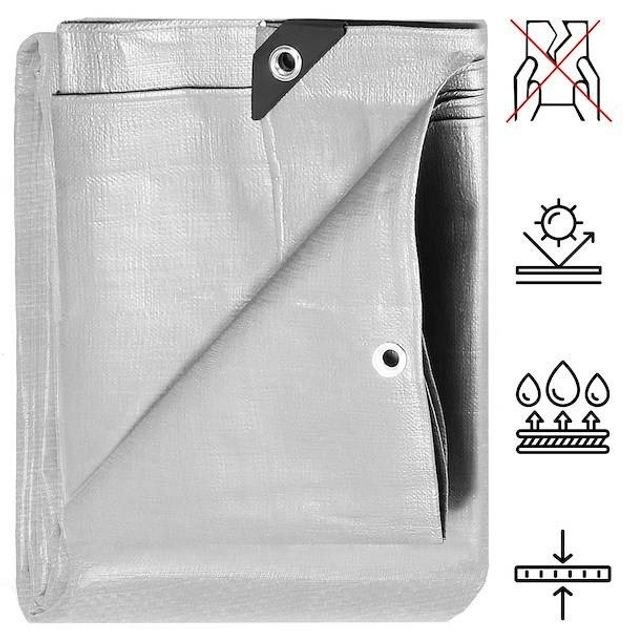 Plandeka Springos 3 x 3 m 270g/m2 gruba płachta ochronna szara (GA2160) (5907719430478) - obraz 15