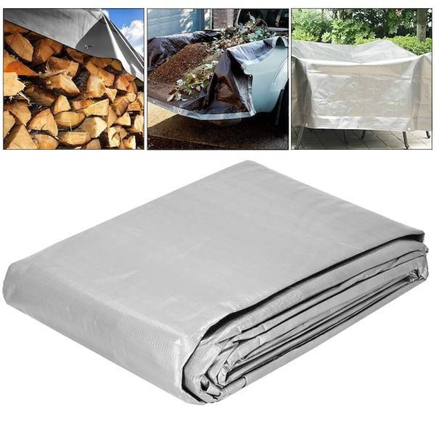 Plandeka Springos 3 x 3 m 270g/m2 gruba płachta ochronna szara (GA2160) (5907719430478) - obraz 17