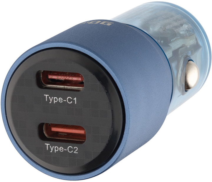 Ładowarka samochodowa Qualo Transparent 2x USB-C 90W Blue (5907457783331) - obraz 1