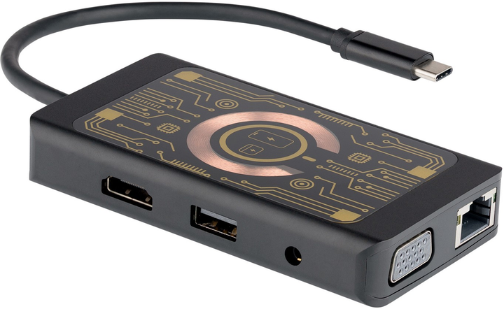 Ładowarka indukcyjna Qualo Transparent z funkcja HUB 15W Grey (5907457779914) - obraz 1