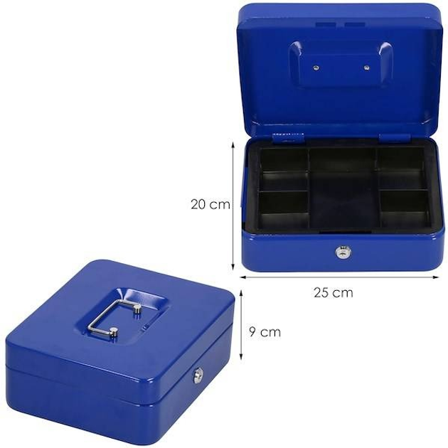 Кешбокс Springos Металева сейфова коробка 25 x 20 x 9 см блакитна HA5040 (5907719430621) - зображення 9