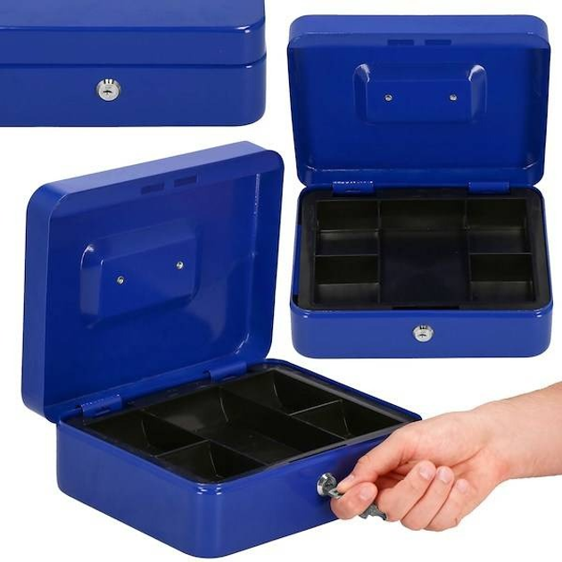 Кешбокс Springos Металева сейфова коробка 25 x 20 x 9 см блакитна HA5040 (5907719430621) - зображення 13
