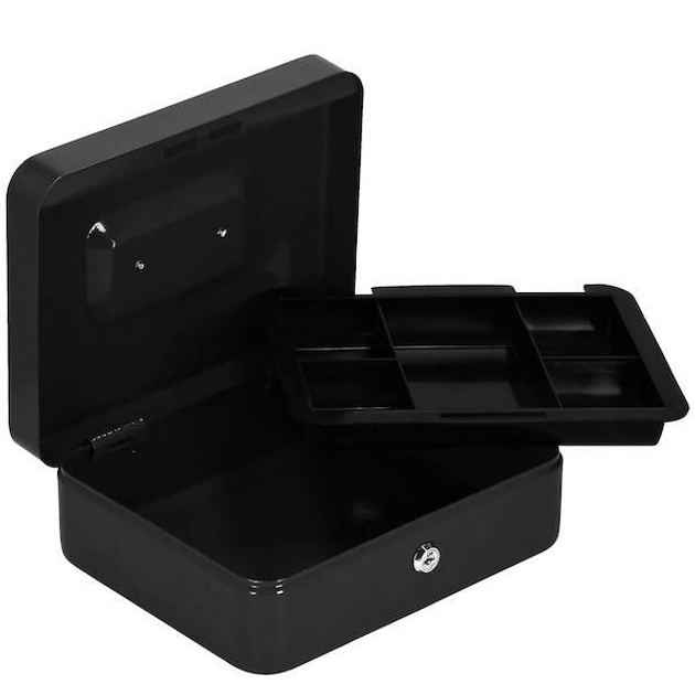 Kasetka na pieniądze Springos 25 x 20 x 9 cm metalowy sejf pudełko czarne HA5041 (5907719430638) - obraz 2