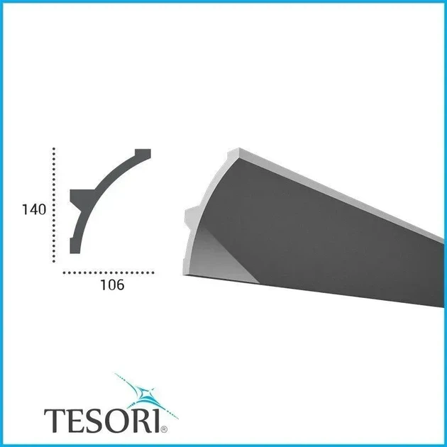 Карниз угловой полиуретановый гладкий серия F Tesori KF 708 Flexi Гибкий 2000 мм - изображение 2