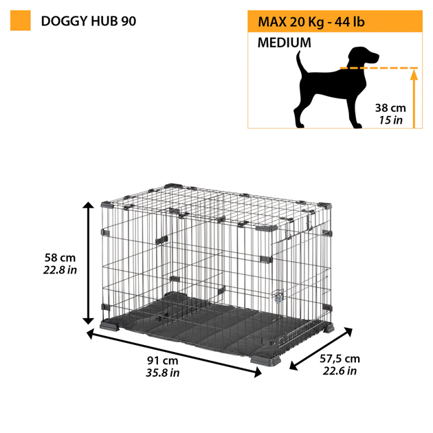 Клетка для собак и щенков Ferplast Doggy Hub 90 57.5х91х58 cм до 20 кг (73177117) - Фото 3 Клетка для собак и щенков Ferplast Doggy Hub 90 57.5х91х58 cм до 20 кг (73177117) - изображение 3