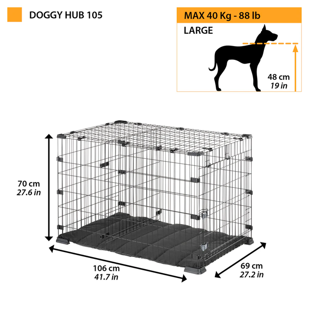 Клітина для собак та цуценят Ferplast Doggy Hub 105 69х106х70 см до 40 кг (73178117) - Фото 3 Клітина для собак та цуценят Ferplast Doggy Hub 105 69х106х70 см до 40 кг (73178117) - зображення 3
