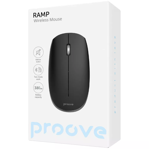 Беспроводная офисная мышь Proove Ramp, 4 кнопки, 600–4000 DPI, аккумулятор 380 мАч, Bluetooth 3.0, Черный (WNRM00022001) - изображение 8