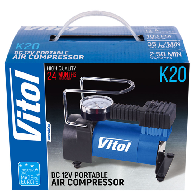Компресор ViTOL K-20 100psi/12Amp/35л/прикурювач - зображення 2