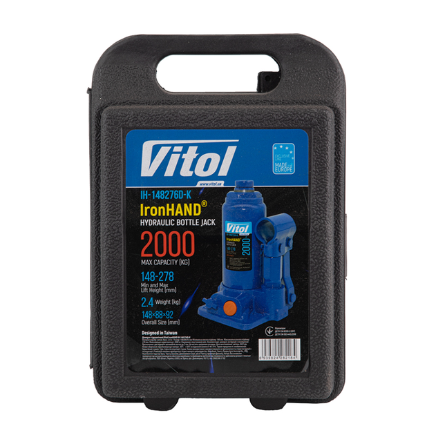 Домкрат гидравлический бутылочный VITOL IH-148276D-K 280мм 2т - изображение 6