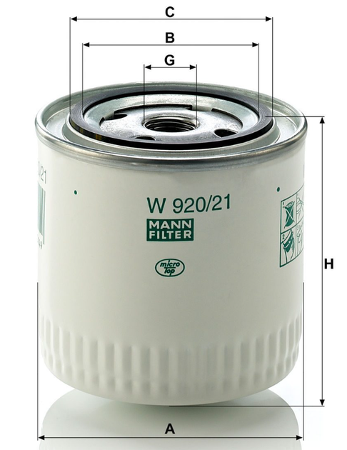 Фильтр масла MANN W920/21 (2101-2107) - изображение 3