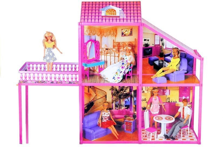 Rozkładana willa dla lalek Lean Toys + Auto + Akcesoria (5905884457443) - obraz 4