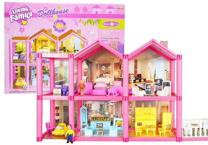 Domek dla lalek Lean Toys z akcesoriami + Meble 69 cm (5905884457436) - obraz 1