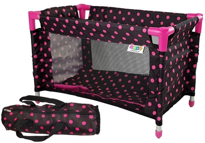 Łóżeczko dla lalek Lean Toys Alice kołyska Czarno-różowy (5903802452914) - obraz 1
