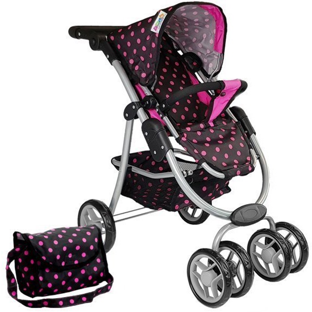 Wózek dla lalek Lean Toys 2 w 1 - z funkcją leżenia i siedzenia Szaro-różowy (5903802452969) - obraz 2