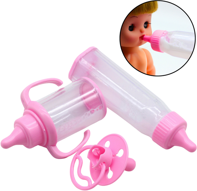 Zestaw akcesoriów Lean Toys Butelki ze znikającym mlekiem 2 szt + Smoczek dla lalek (5905991055754) - obraz 4