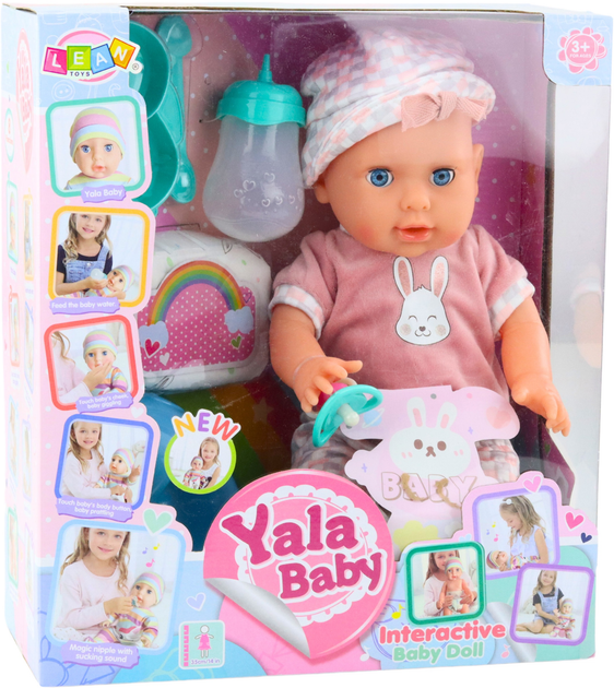 Lalka Bobas Lean Toys z funkcją siusiania Różowa 35 cm (5905991055945) - obraz 1