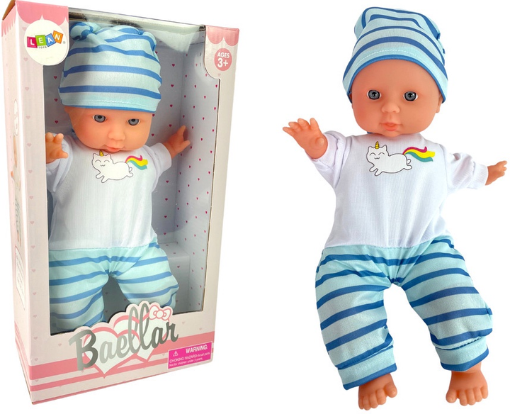 Пупс Lean Toys у смугастій піжамі Blue 30 см (5904665999226) - зображення 2