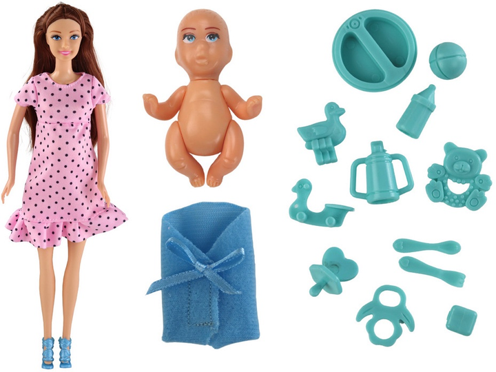 Lalka Lean Toys Mama w ciąży z dzieckiem ta akcesoriami 30 cm (5905515355575) - obraz 3