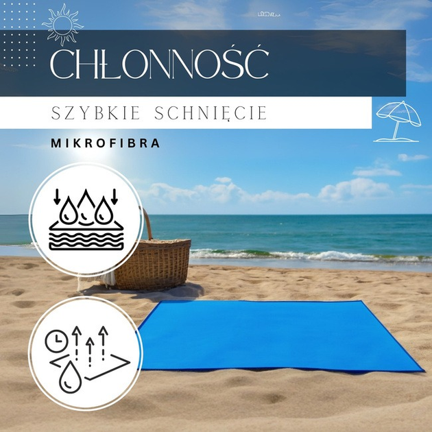 Рушник з мікрофібри Springos швидковисихаючий пляжний рушник 150 x 75 см темно-синій (5907719435442) - зображення 20