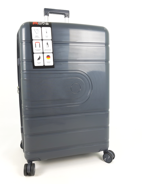Ударопрочный чемодан Easy Move 106 л, полипропилен, 4 поворотных колеса, 75×46×27 см + 5 см, Серый - изображение 2