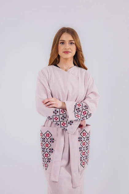 Вишите жіноче пальто Etnovyshyvka "Обрій Долі" рожеве XL - Фото 5 Вишите жіноче пальто Etnovyshyvka "Обрій Долі" рожеве XL - зображення 5