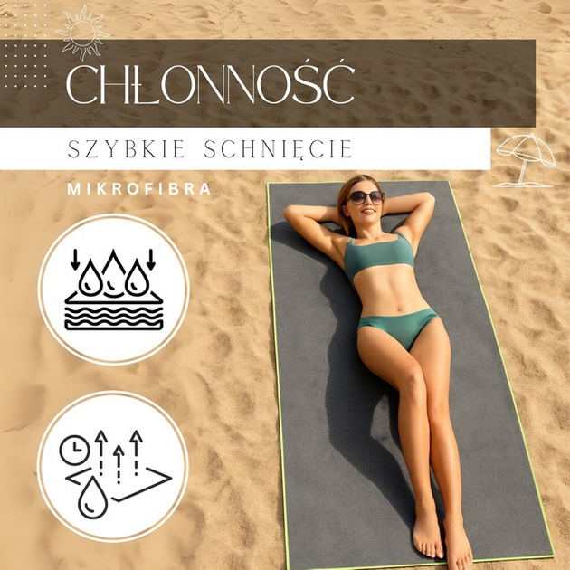 Ręcznik z mikrofibry Springos plażowy szybkoschnący 180 x 90 cm szaro-zielony (5907719435459) - obraz 12