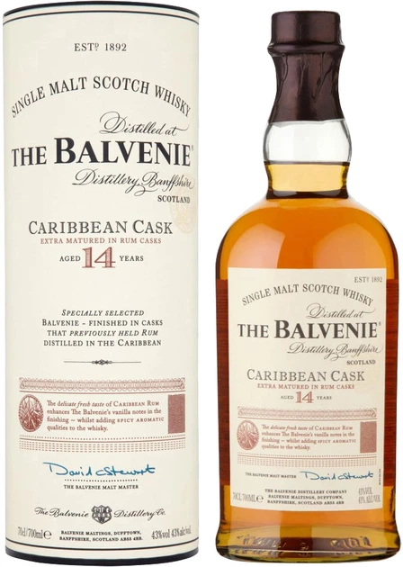 Виски Balvenie Caribbean Cask 14 лет выдержки 0.7 л 43