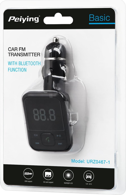 Transmiter FM Peiying URZ0467-1 Bluetooth USB (5901890078979) - obraz 6