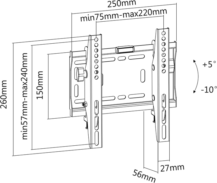 Настінне кріплення Cabletech UCH0184 23" - 42" (5901890007498) - зображення 9