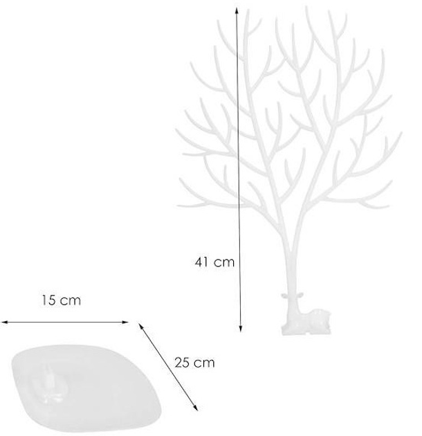 Stojak na biżuterię Springos HA1100 drzewo biały jeleń 41 x 25 x 15 cm (5907719435404) - obraz 4