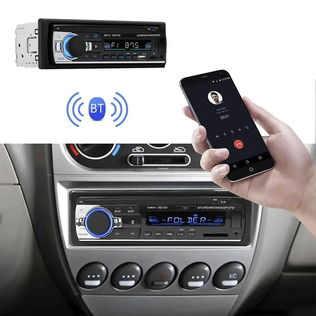 Автомагнитола с Bluetooth, 1DIN, MP3-SA-520 ISO / Магнитола с LED подсветкой в авто / Магнитофон в машину - изображение 8