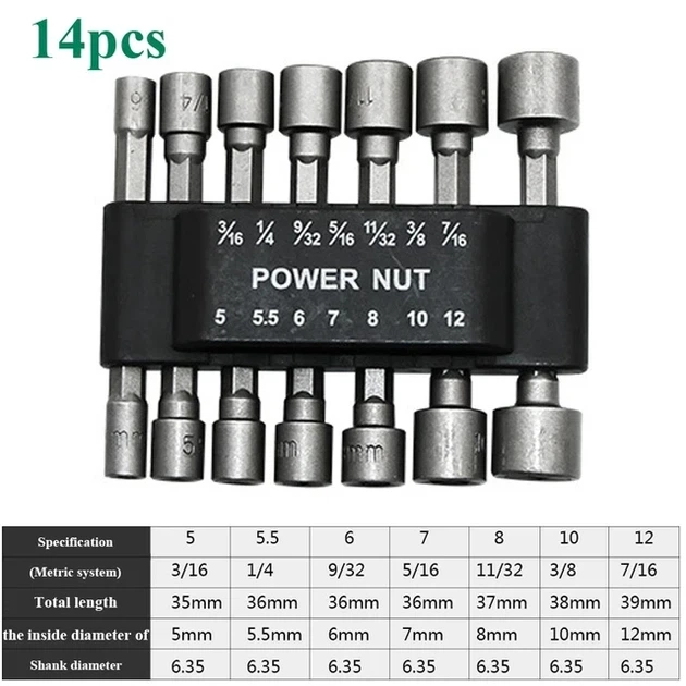 Набор шестигранных головок для шуруповёрта Винтовая втулка 14PCS Sleeve - Фото 3 Набор шестигранных головок для шуруповёрта Винтовая втулка 14PCS Sleeve - изображение 3
