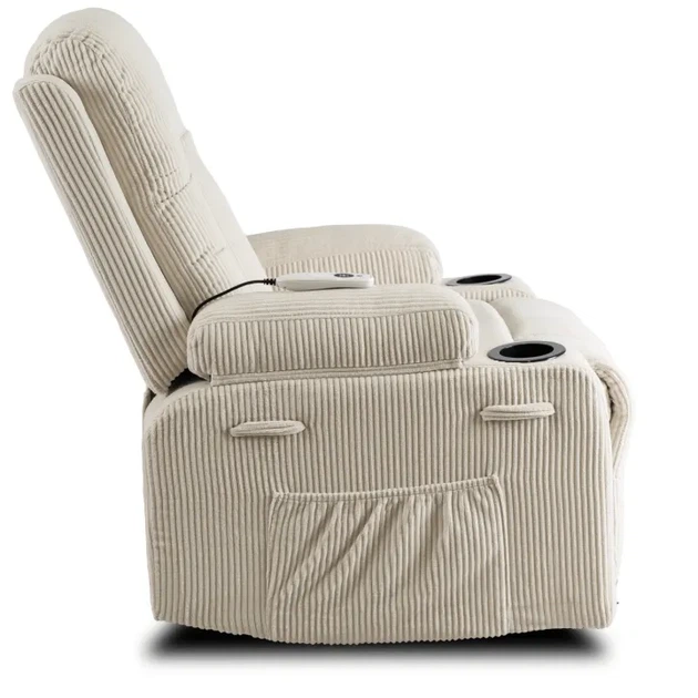 Масажне крісло розкладне MEBEL ELITE BOX Бежевий / вельвет ME.BOX2/BZ/SZTR/FW - зображення 6