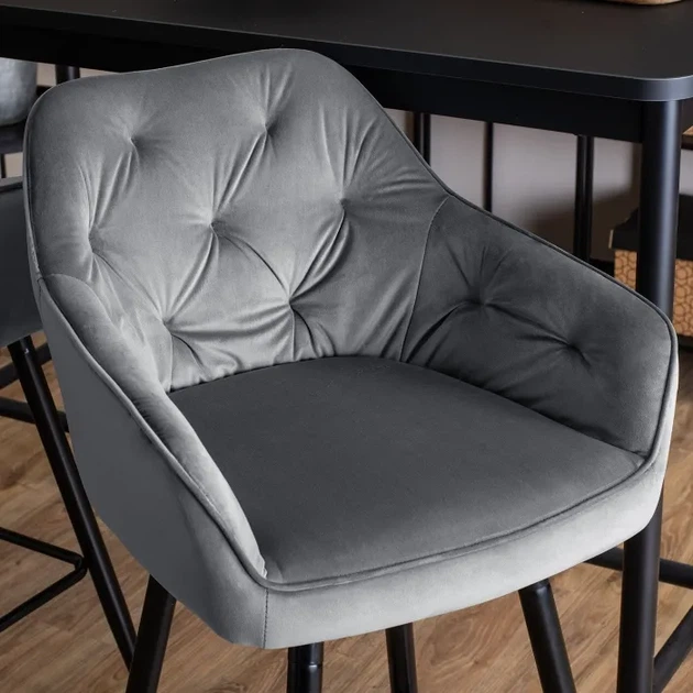 Барний стілець оксамитовий MEBEL ELITE SALEM, сірий, чорний ME.SALEM/P/CZ/V/H - зображення 4