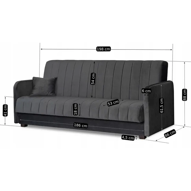 Набір з 2х диванів розкладних MEBEL ELITE PORTO 198 см Сірий / велюр PPHUE.PIEER/PAROS6/Z2/WER - зображення 10