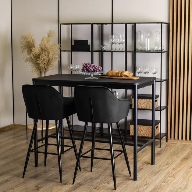 Барний стілець оксамитовий MEBEL ELITE SALEM, чорний, чорний ME.SALEM/CZ/CZ/V/H - зображення 2