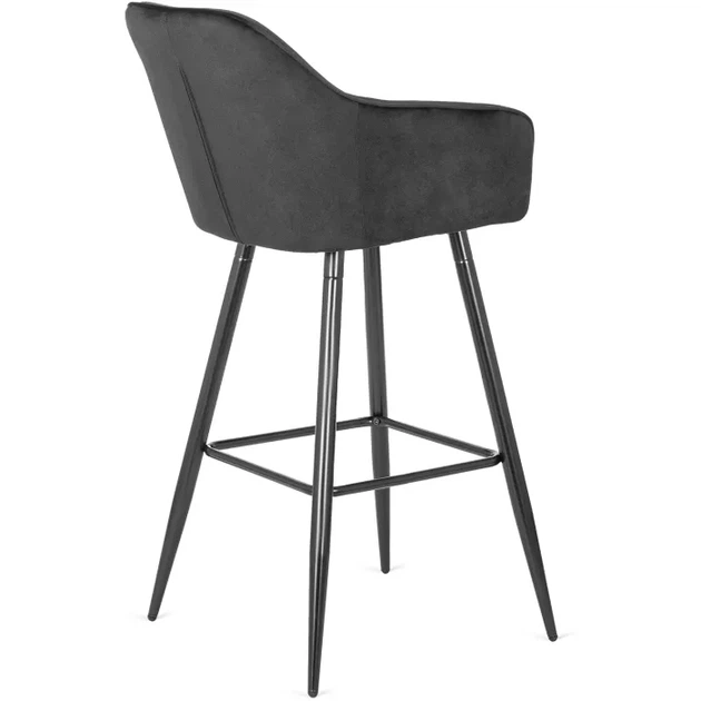 Барний стілець оксамитовий MEBEL ELITE SALEM, чорний, чорний ME.SALEM/CZ/CZ/V/H - зображення 9