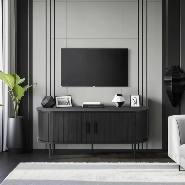 Тумба под телевизор MEBEL ELITE TRISH 120 см Черный ME.TRISH/CZ/RTV120 - изображение 2