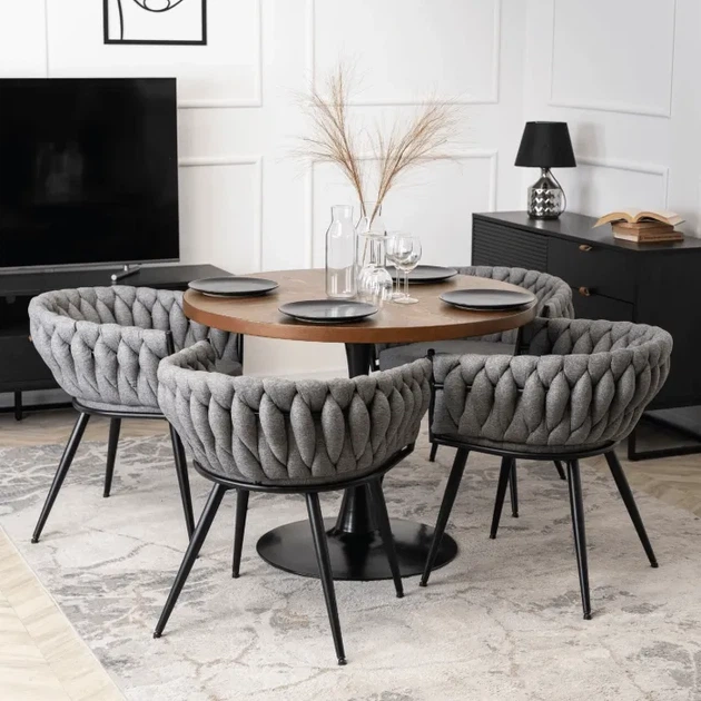 Стілець плетений MEBEL ELITE EMPOLI Сірий / тканина ME.EMPOLI/P/T/K - зображення 3