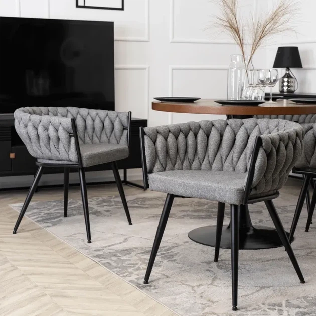 Стілець плетений MEBEL ELITE EMPOLI Сірий / тканина ME.EMPOLI/P/T/K - зображення 4